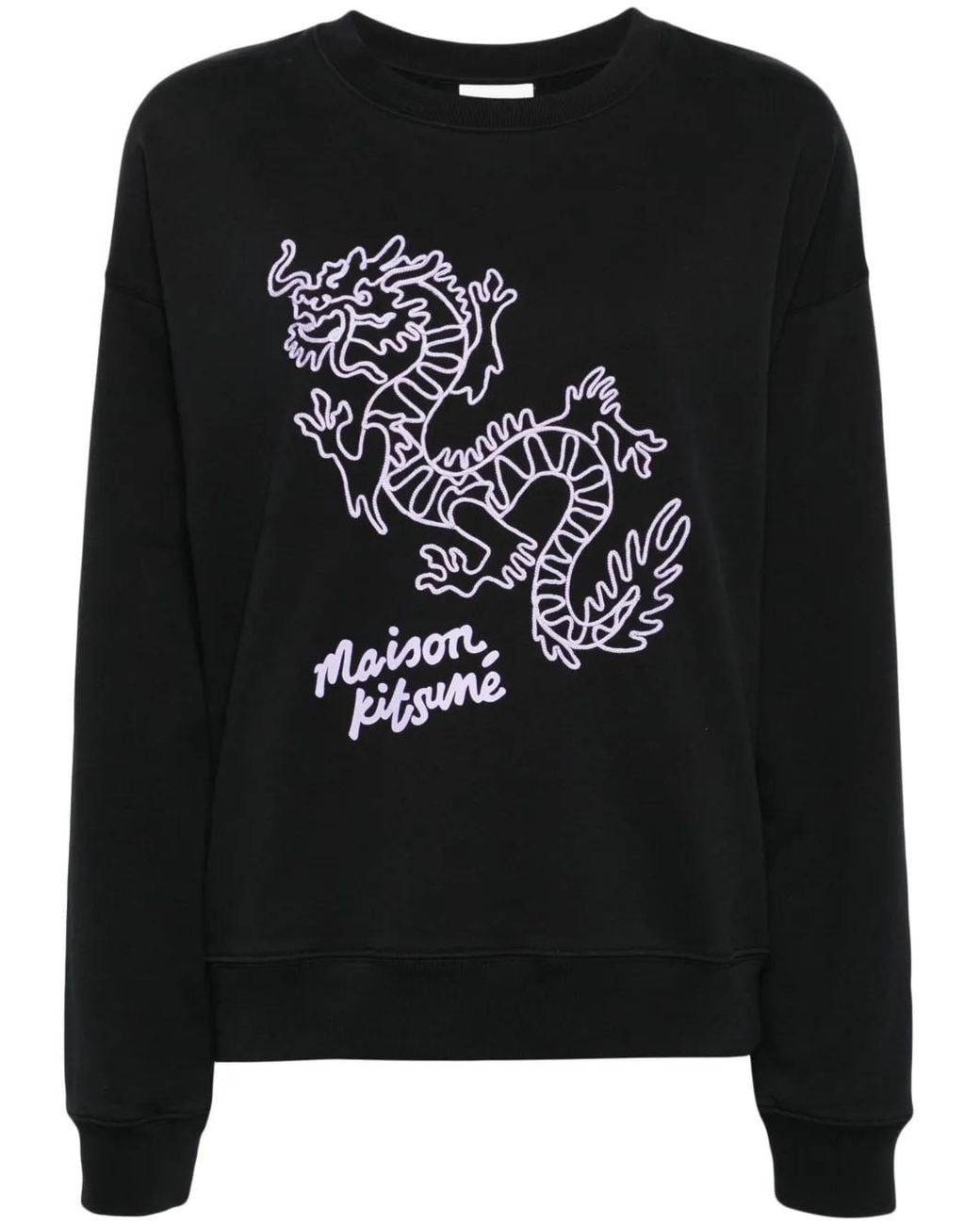 Maison Kitsuné Black Chinese Dragon Cotton Sweatshirt