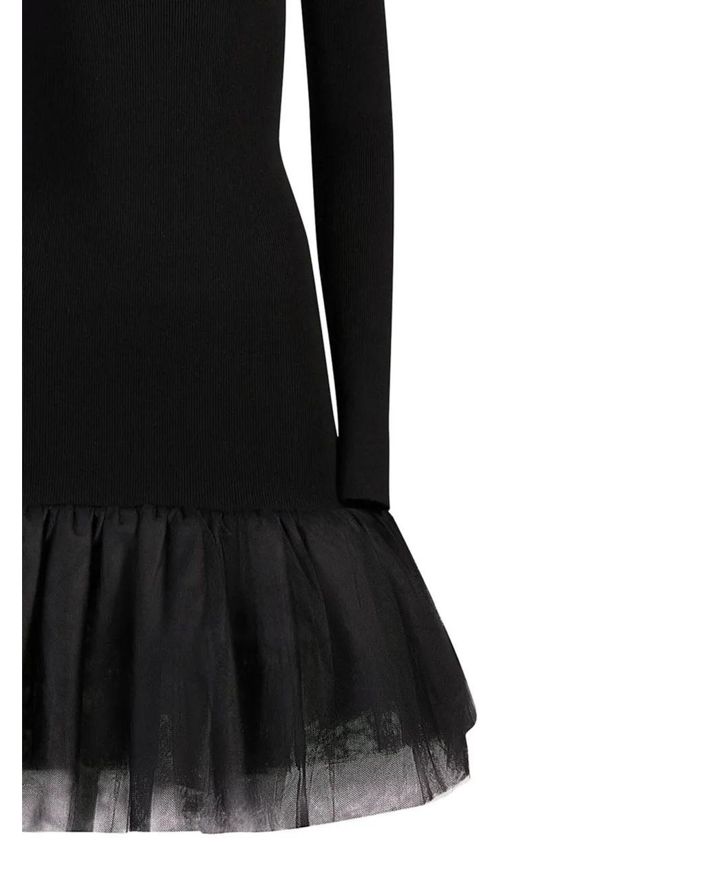 Nina Ricci Black Sweetheart-Neck Tulle-Panel Dress