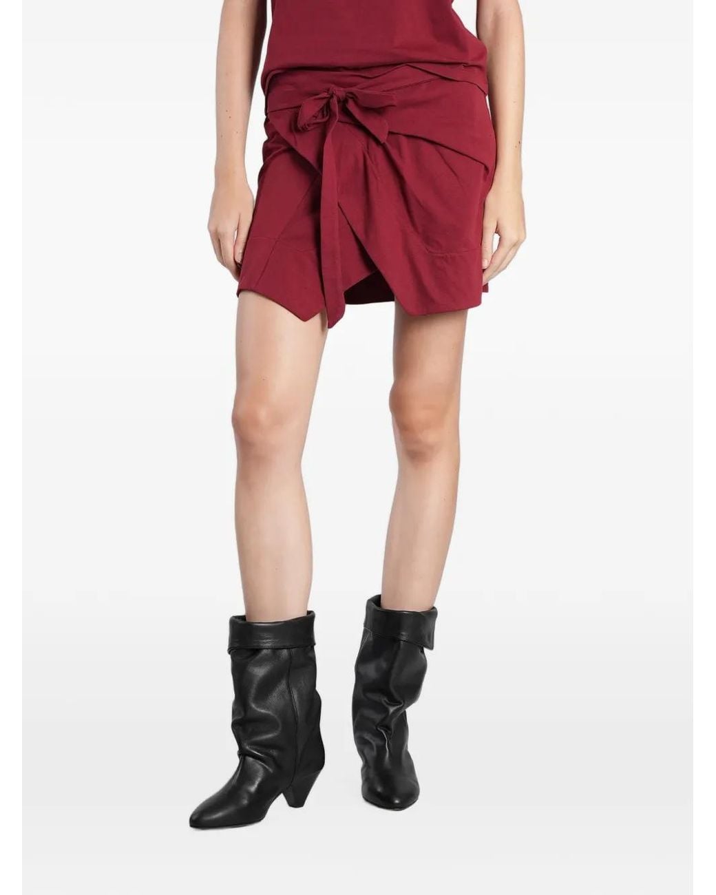 Isabel Marant Red Berenice Tie-Waist Wrap Mini Skirt