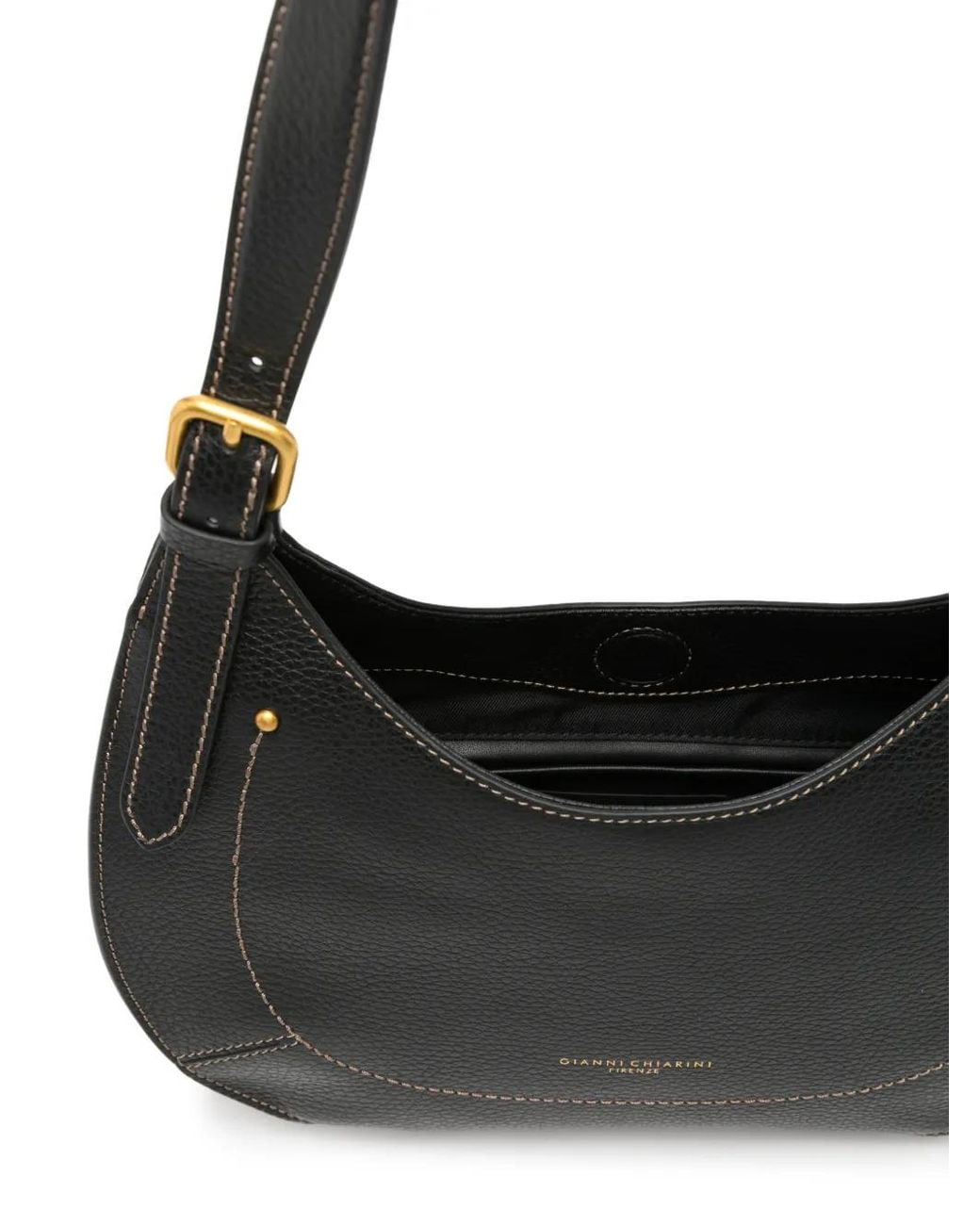 Gianni Chiarini Black Gabry Pebbled Leather Shoulder Bag