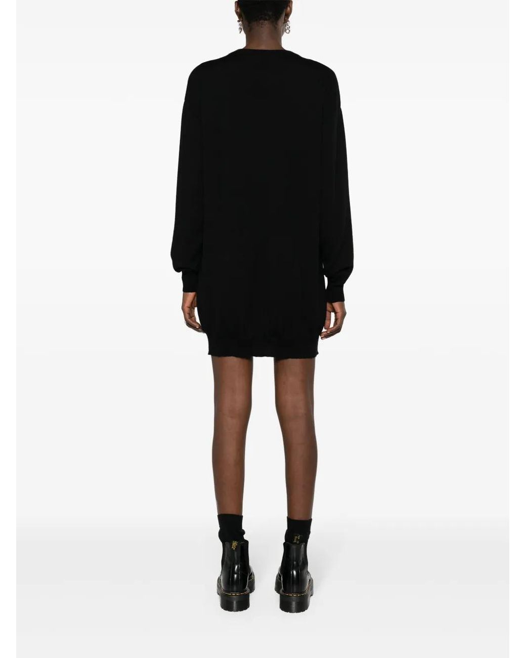Moschino Green Cartoon-Embroidered Fine-Knit Mini Dress