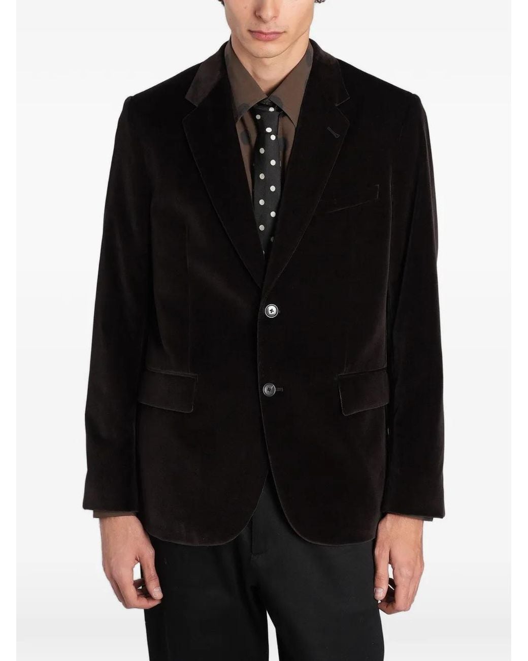 Paul Smith Black Velvet-Effect Single-Breasted Blazer for men
