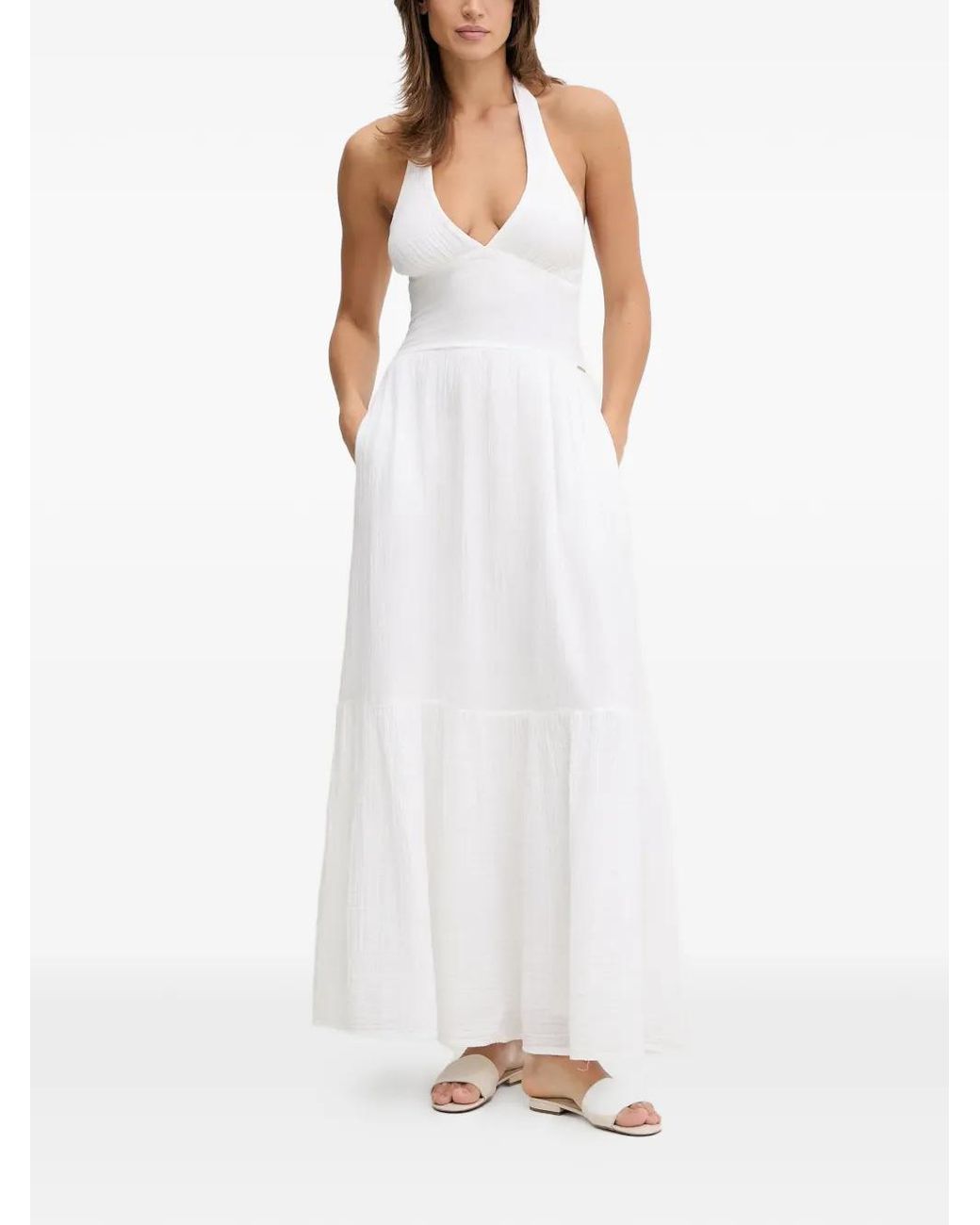 Melissa Odabash Shay Halterneck Maxi Dress in White | Lyst Australia