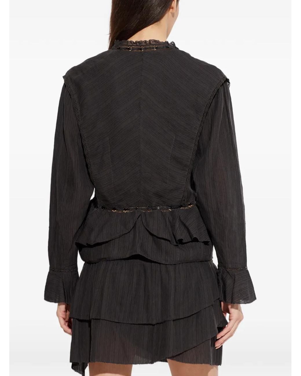 Isabel Marant Black Cotton And Linen Gauze Top