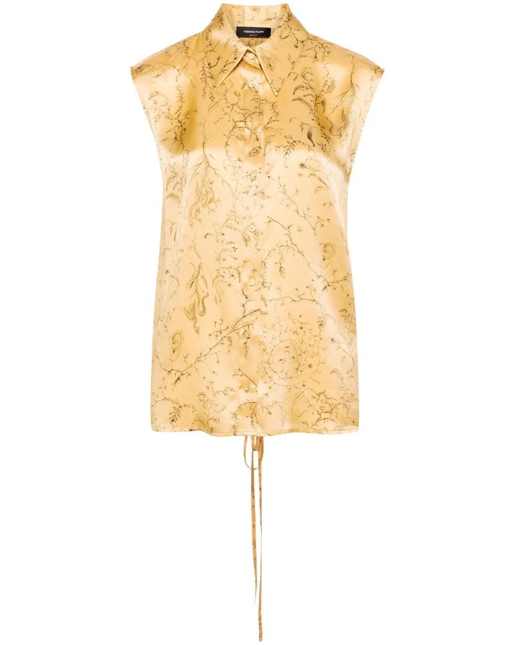 Fabiana Filippi Metallic Floral-Print Silk Top