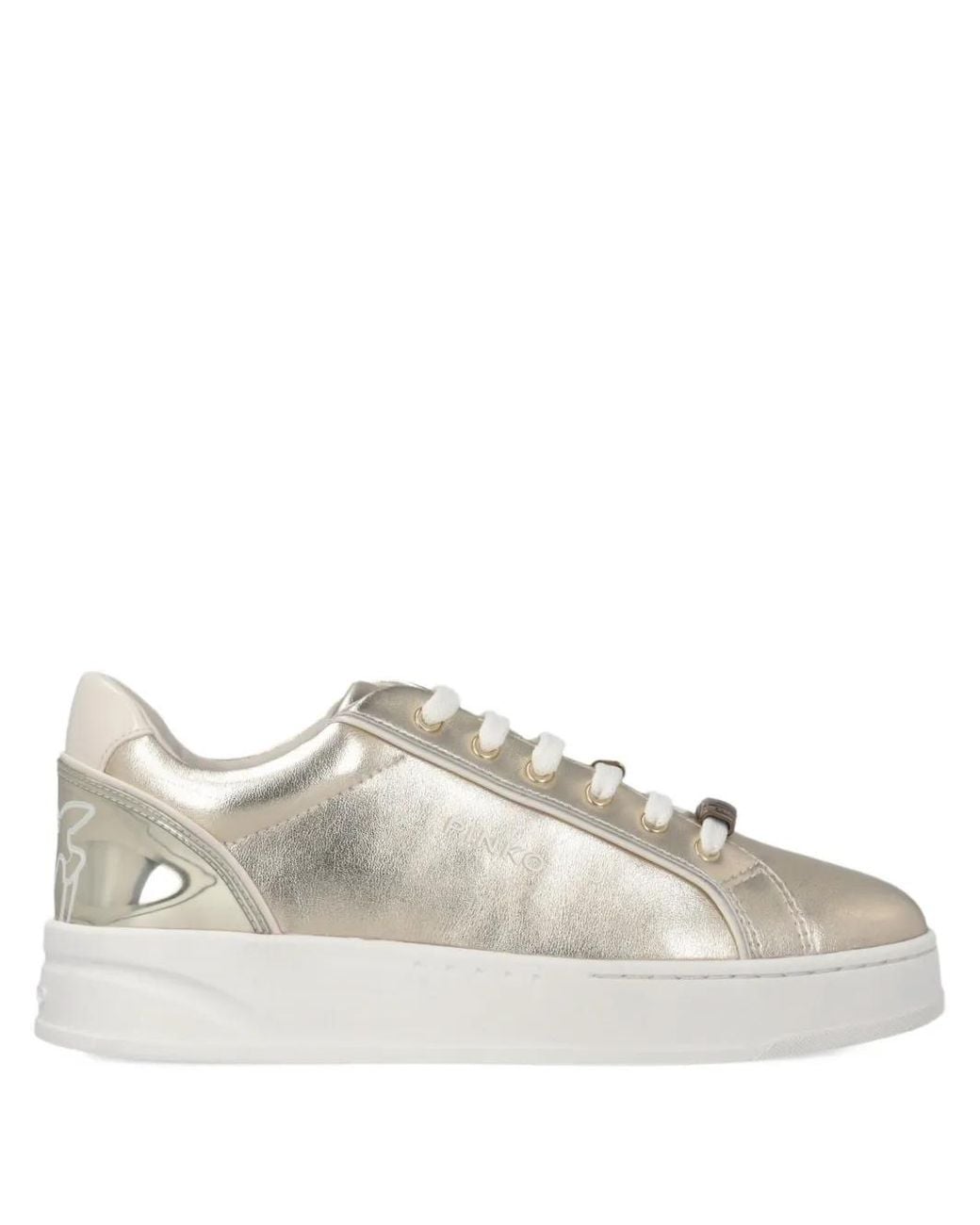 Pinko Metallic Logo Lace-Up Sneakers
