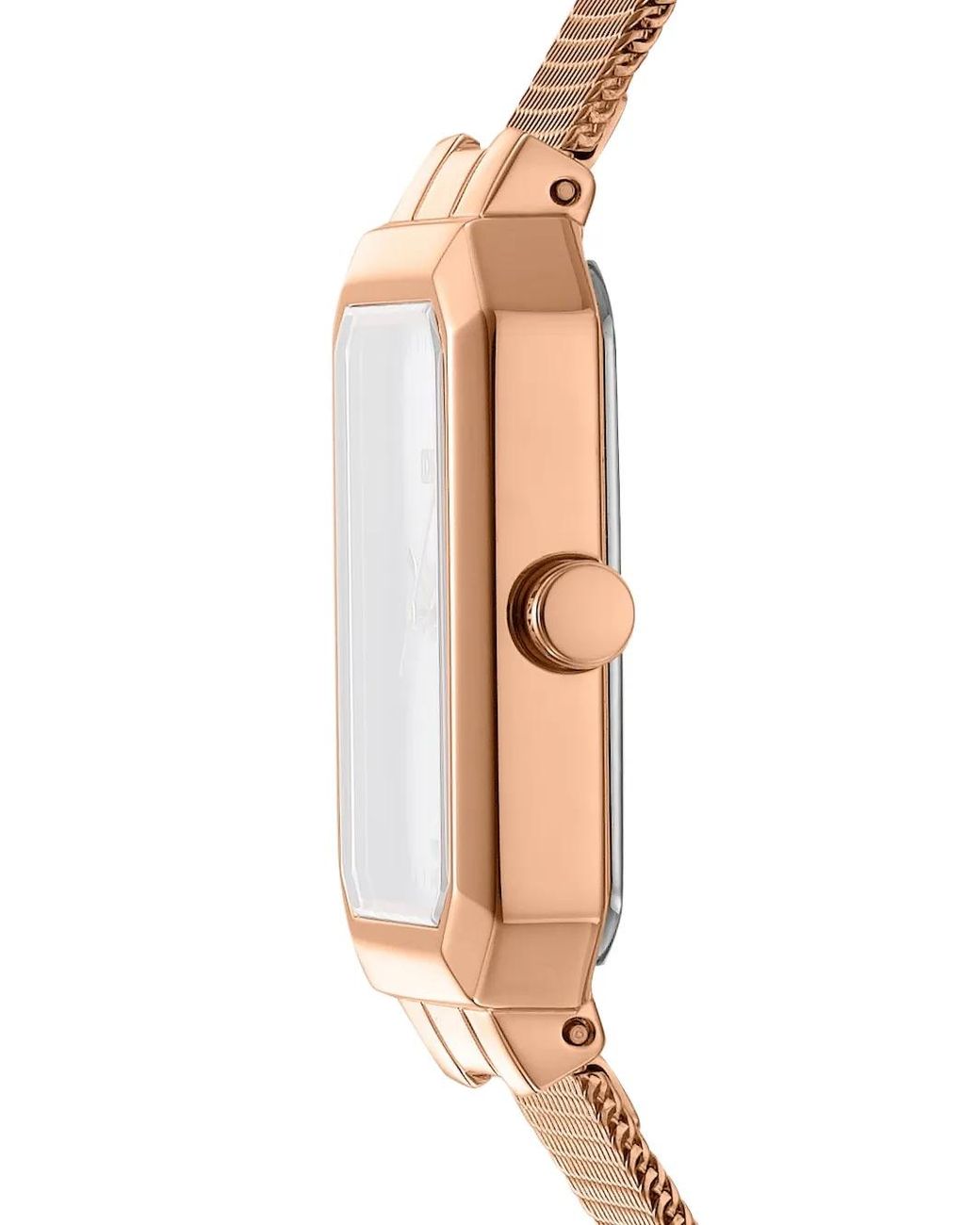 DKNY White Montre Rectangulaire En Résille Mm
