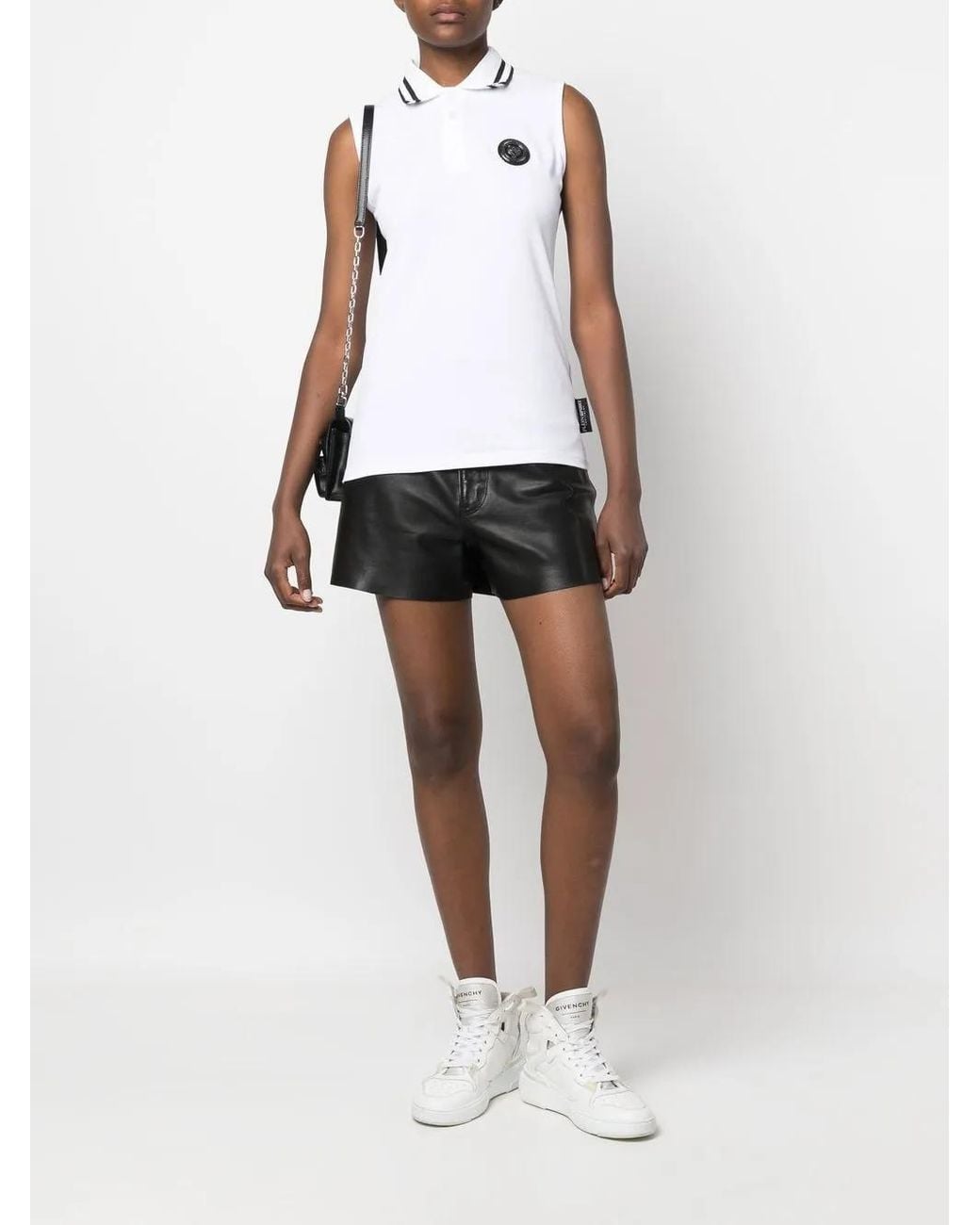 Philipp Plein White Statement Logo-Patch Polo Shirt