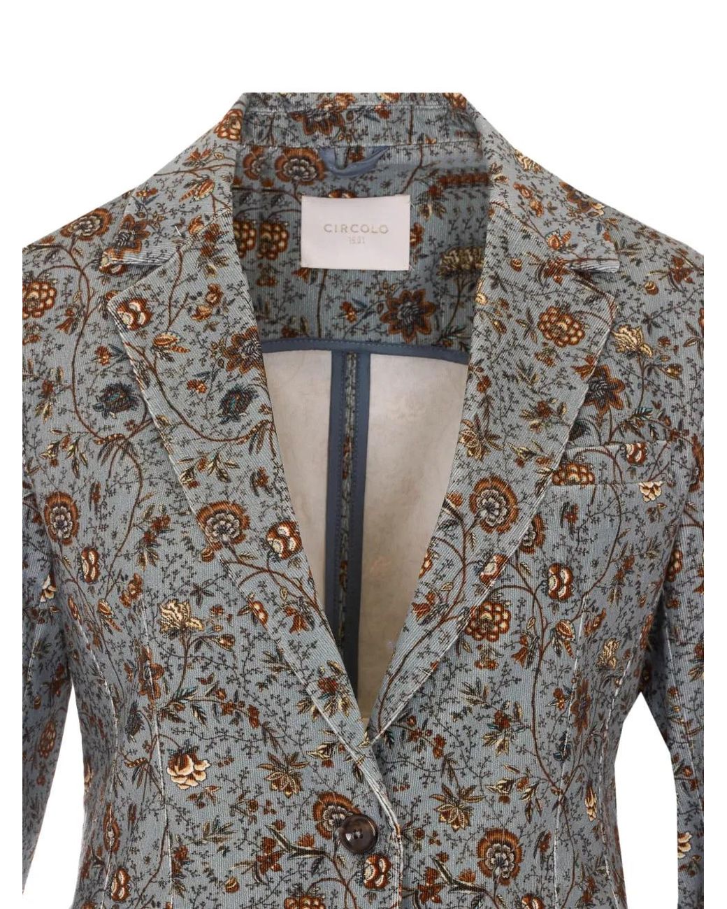 Circolo 1901 Gray Floral-Print Corduroy Jacket