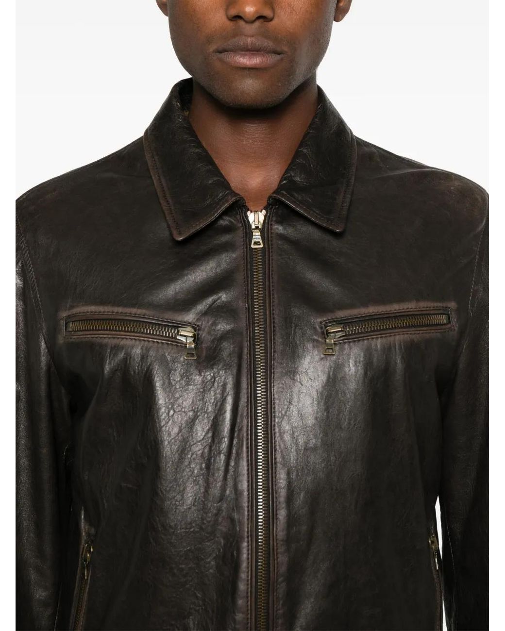 Prada Black Leather Shirt Jacket for men
