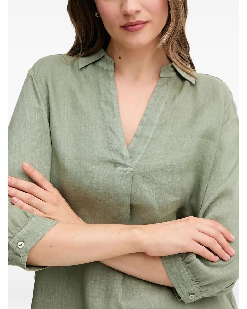 Ouí Green V-Neck Blouse