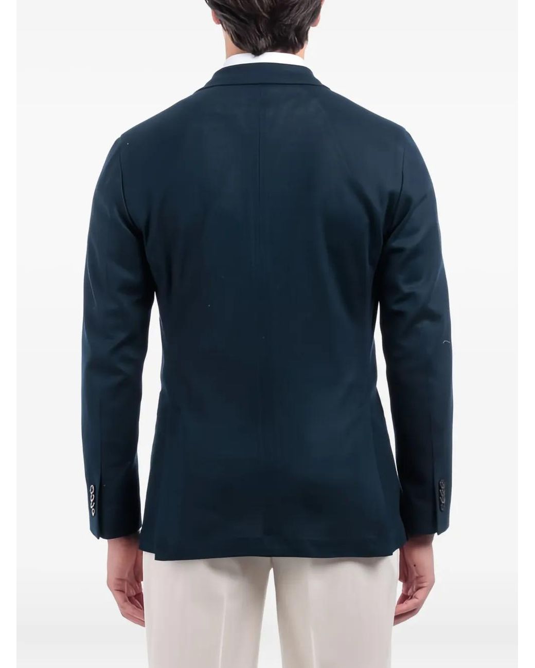 Boglioli Blue Peak-Lapel Double-Breasted Blazer for men