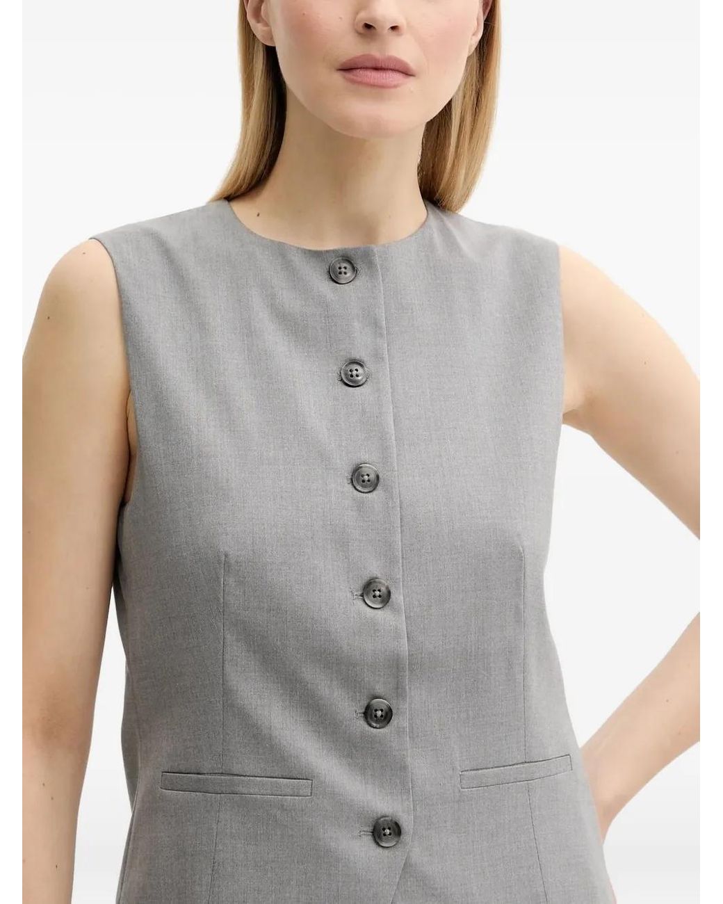 Samsøe & Samsøe Gray Button-Fastening Sleeveless Top