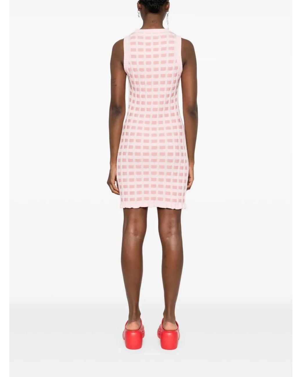 Maison Kitsuné Pink Fox Pattern Midi Dress