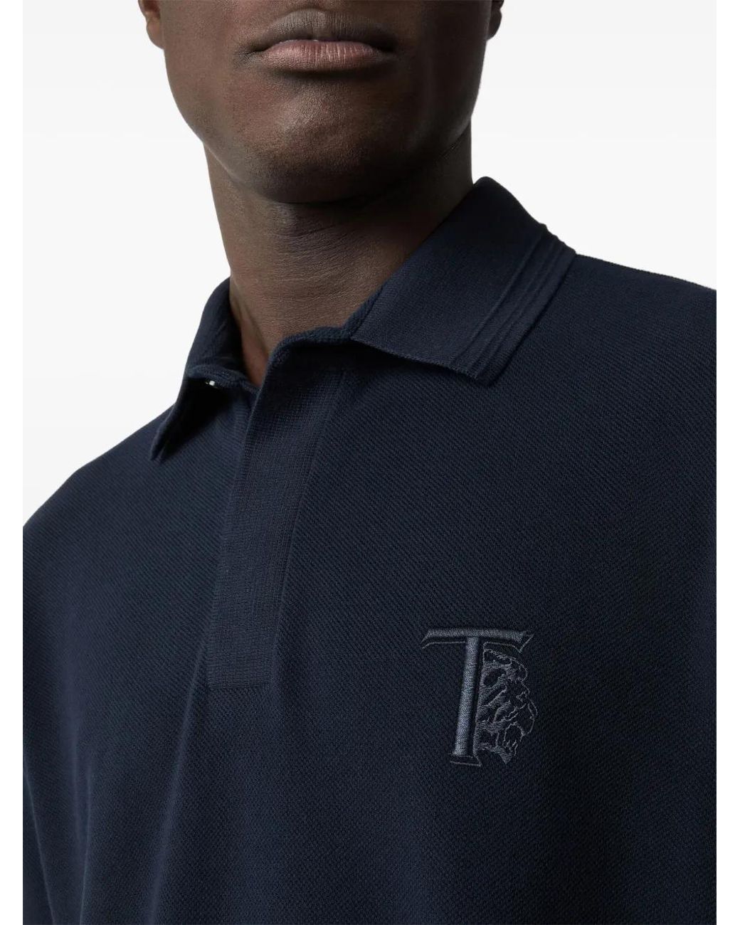 Tod's Blue Embroidered-Logo Polo Shirt for men