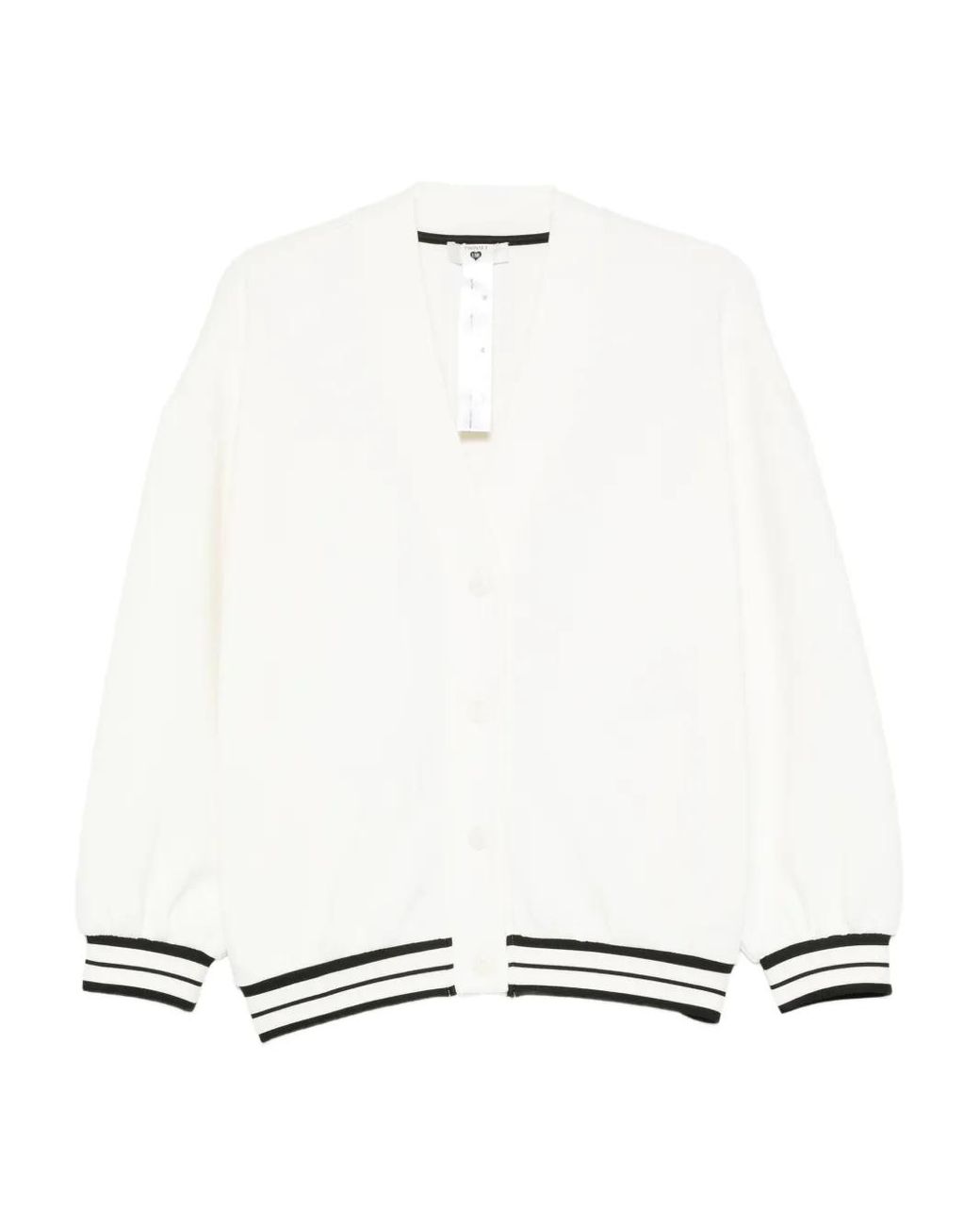 Twinset White Striped-Trim Cardigan