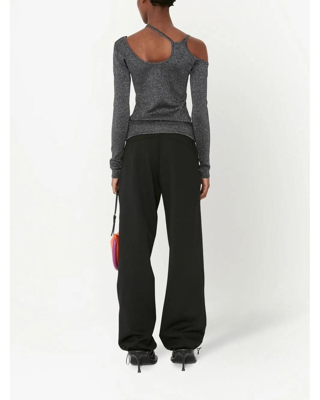 J.W. Anderson Black Cut-Out Metallic Asymmetric Top