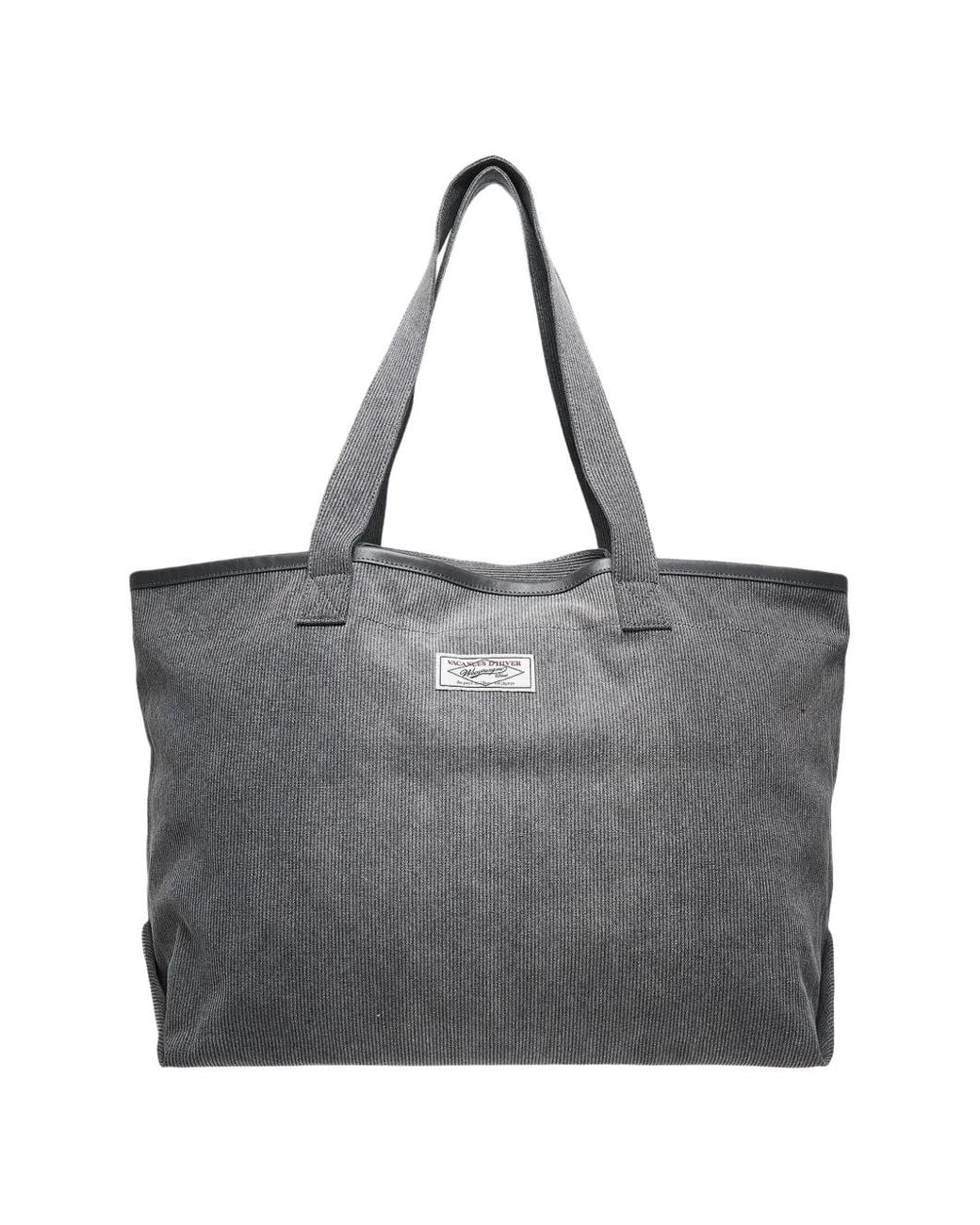 Wooyoungmi Gray Corduroy Logo-Patch Tote Bag for men