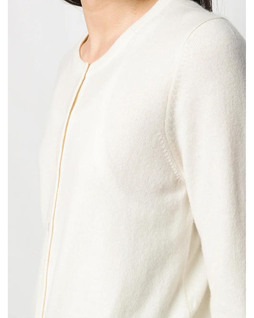 N.Peal Cashmere White Round Neck Cardigan