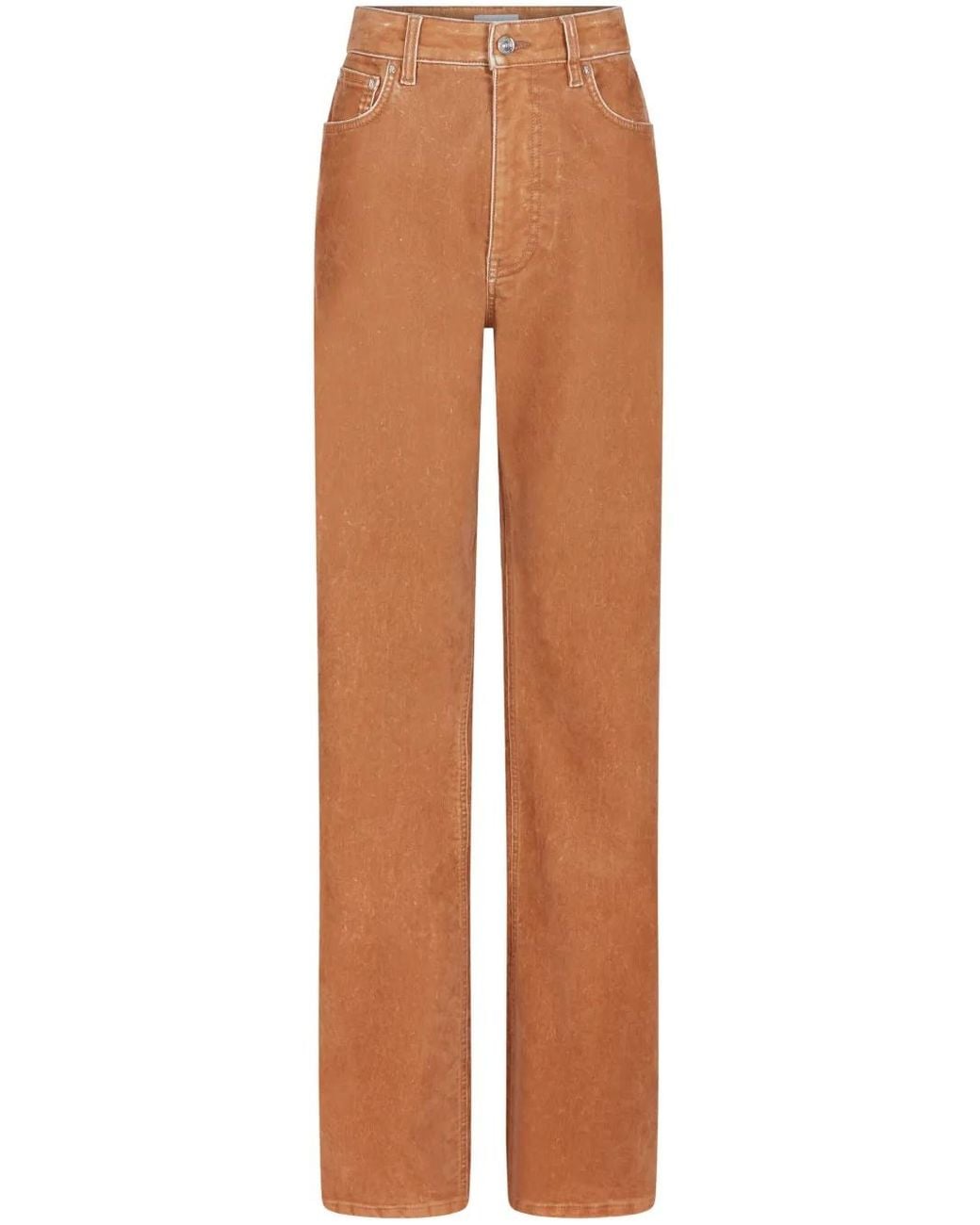 Rabanne Brown Contrast-Stitching Straight Trousers