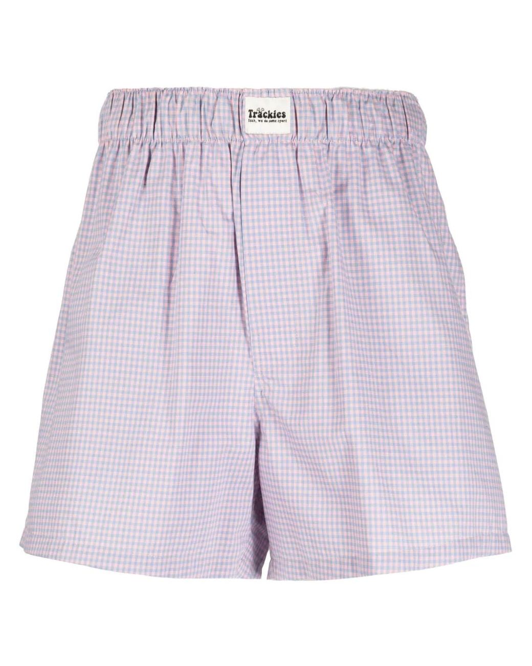 Natasha Zinko Purple Gingham-Check Pattern Shorts