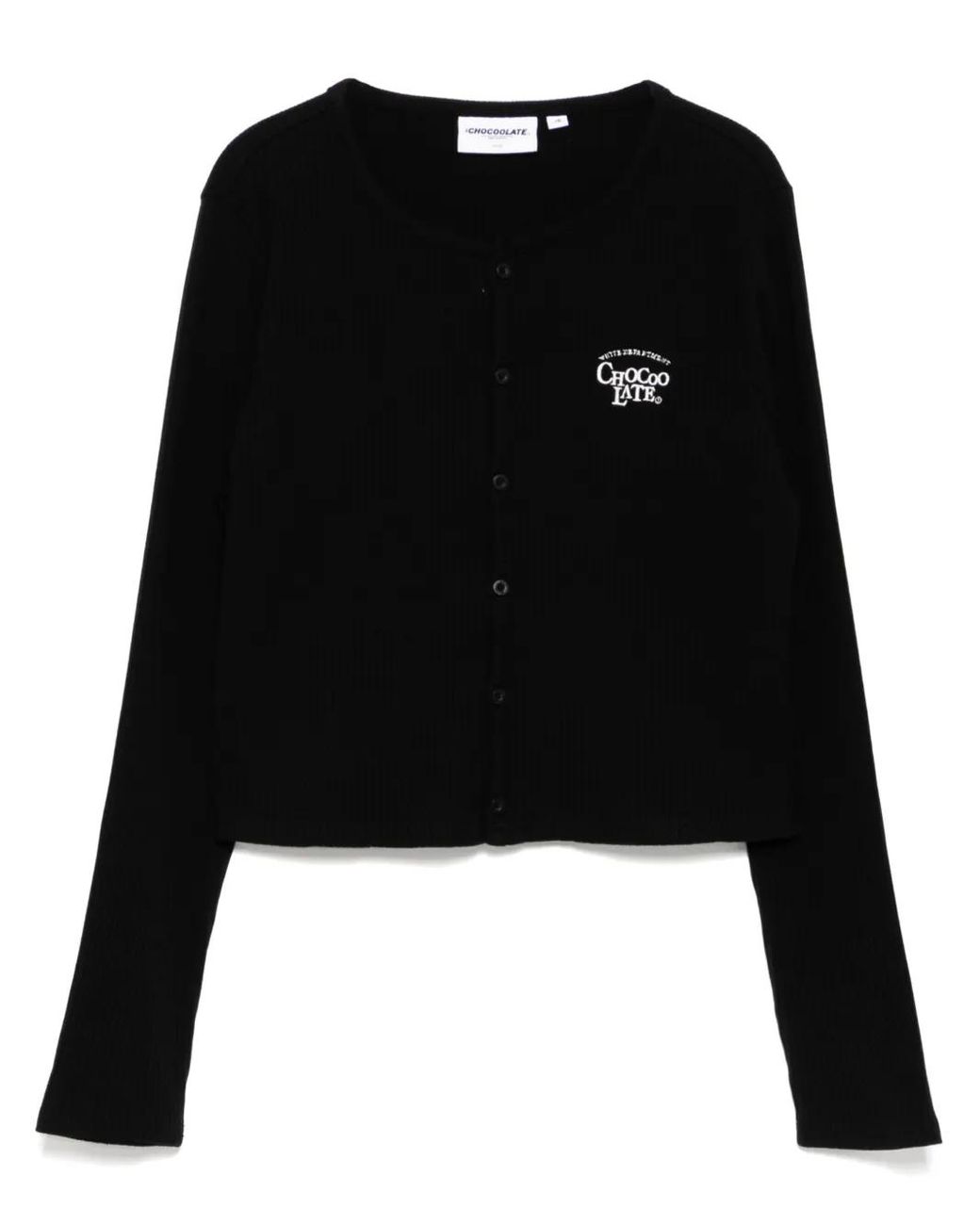Chocoolate Black Logo-Embroidered Top