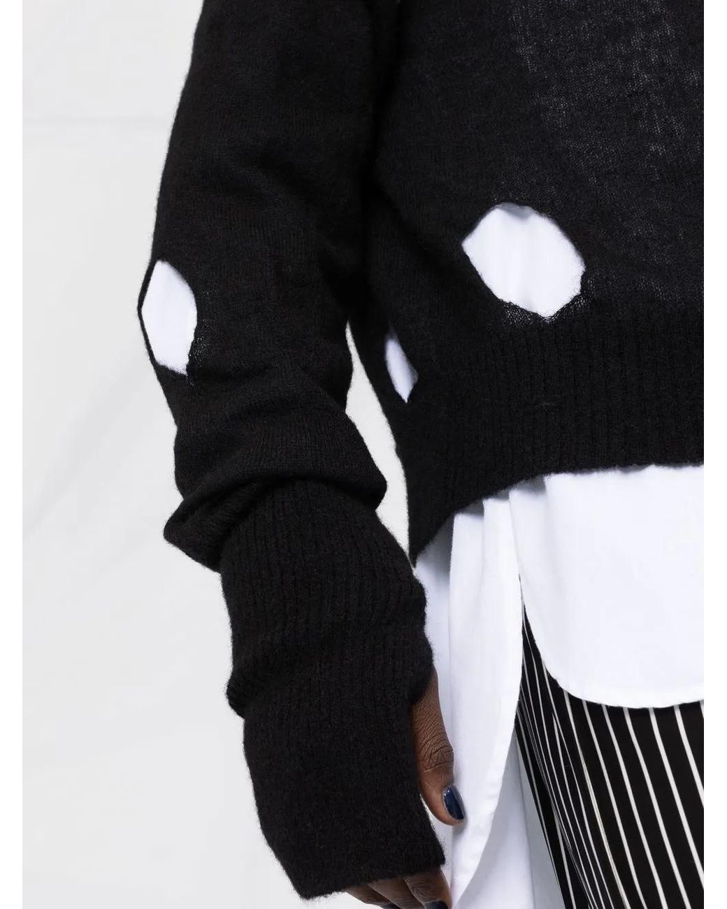 MM6 by Maison Margiela Black Half Glove Sleeves Turtle-neck Jumper