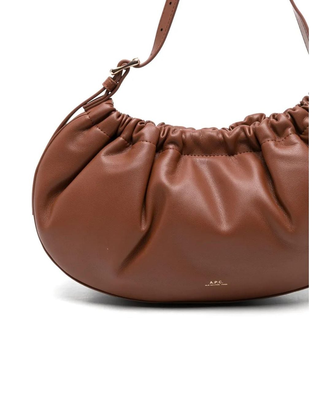 A.P.C. Brown Ruched Shoulder Bag