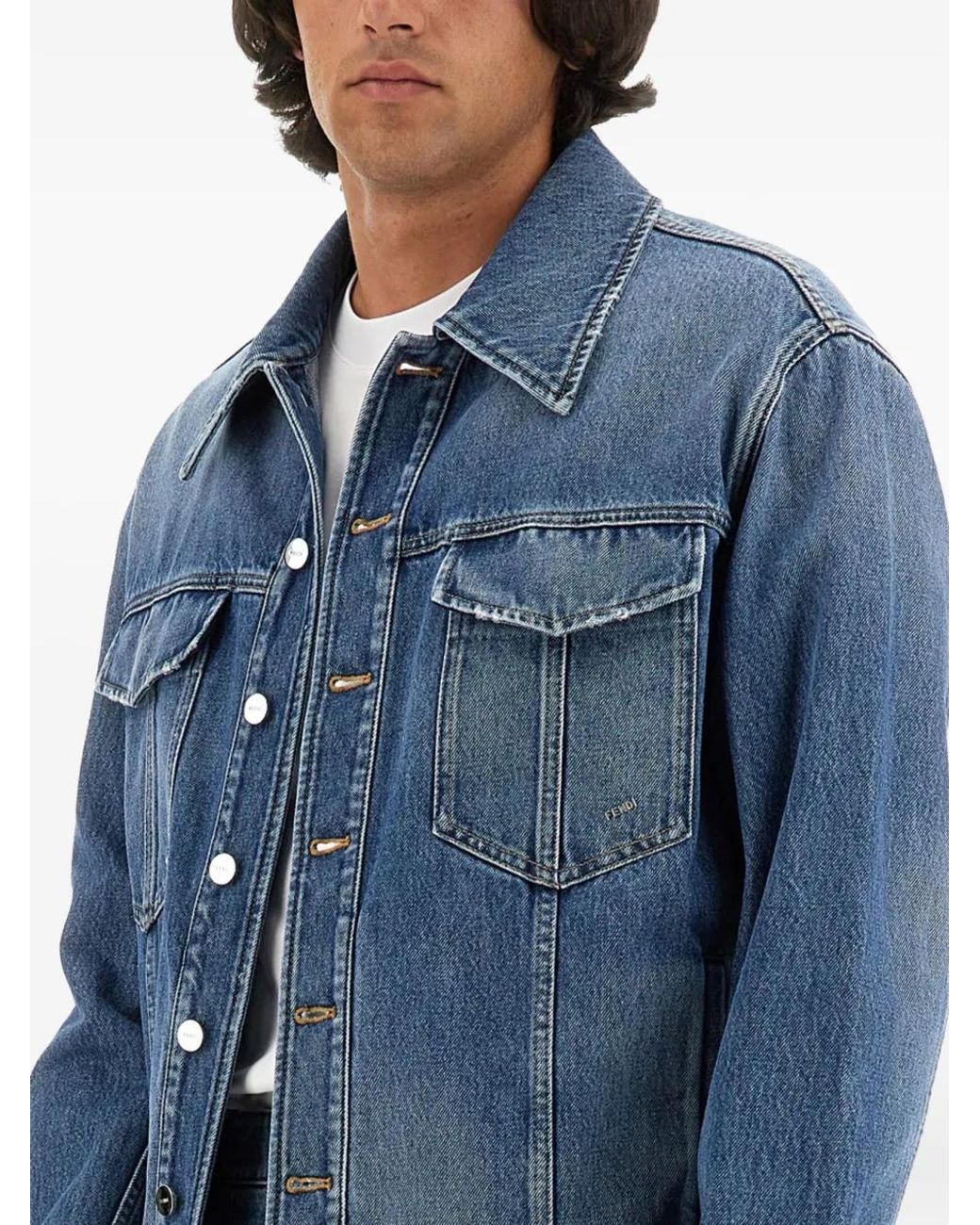 Veste En Jean À Boutonnière Fendi pour homme en coloris Blue