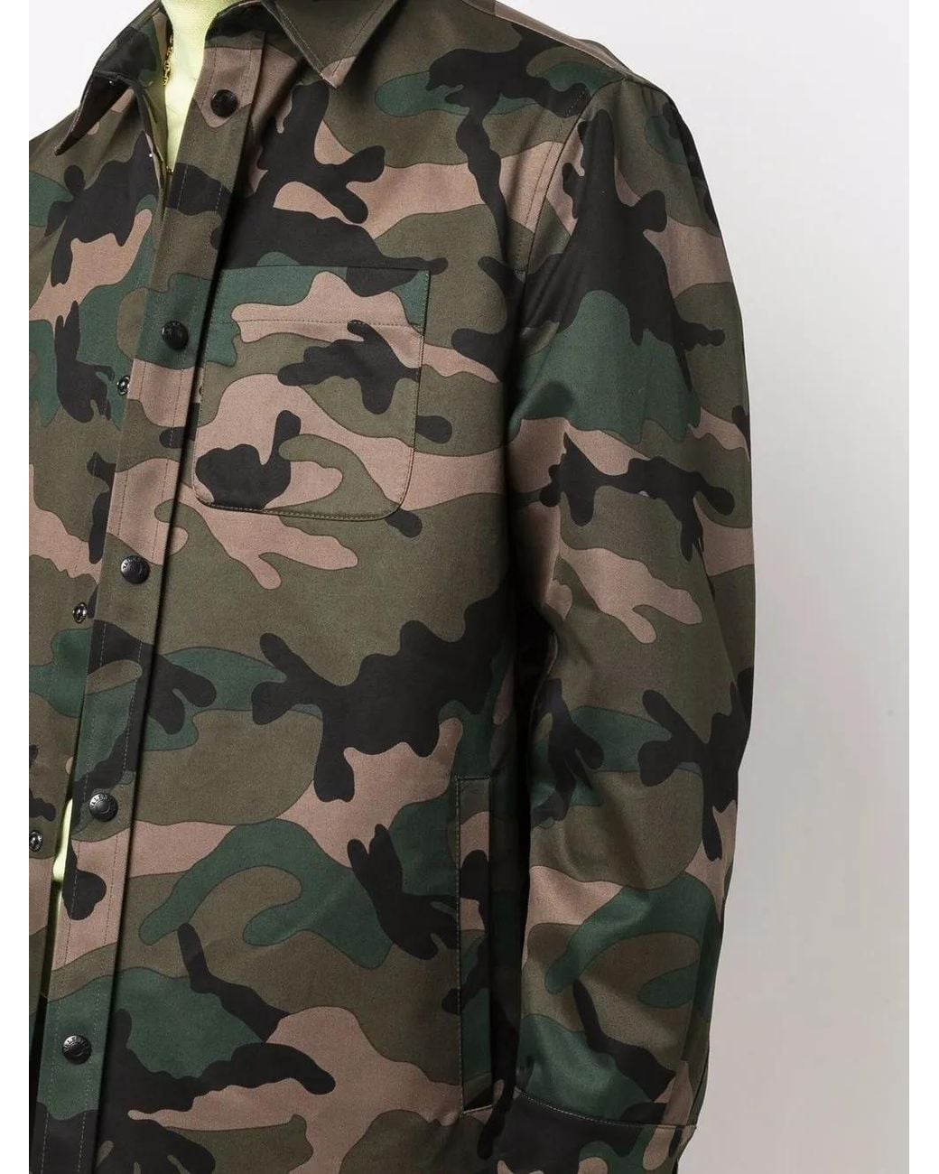 Valentino Garavani Green Shirt With Camouflage Pattern for men