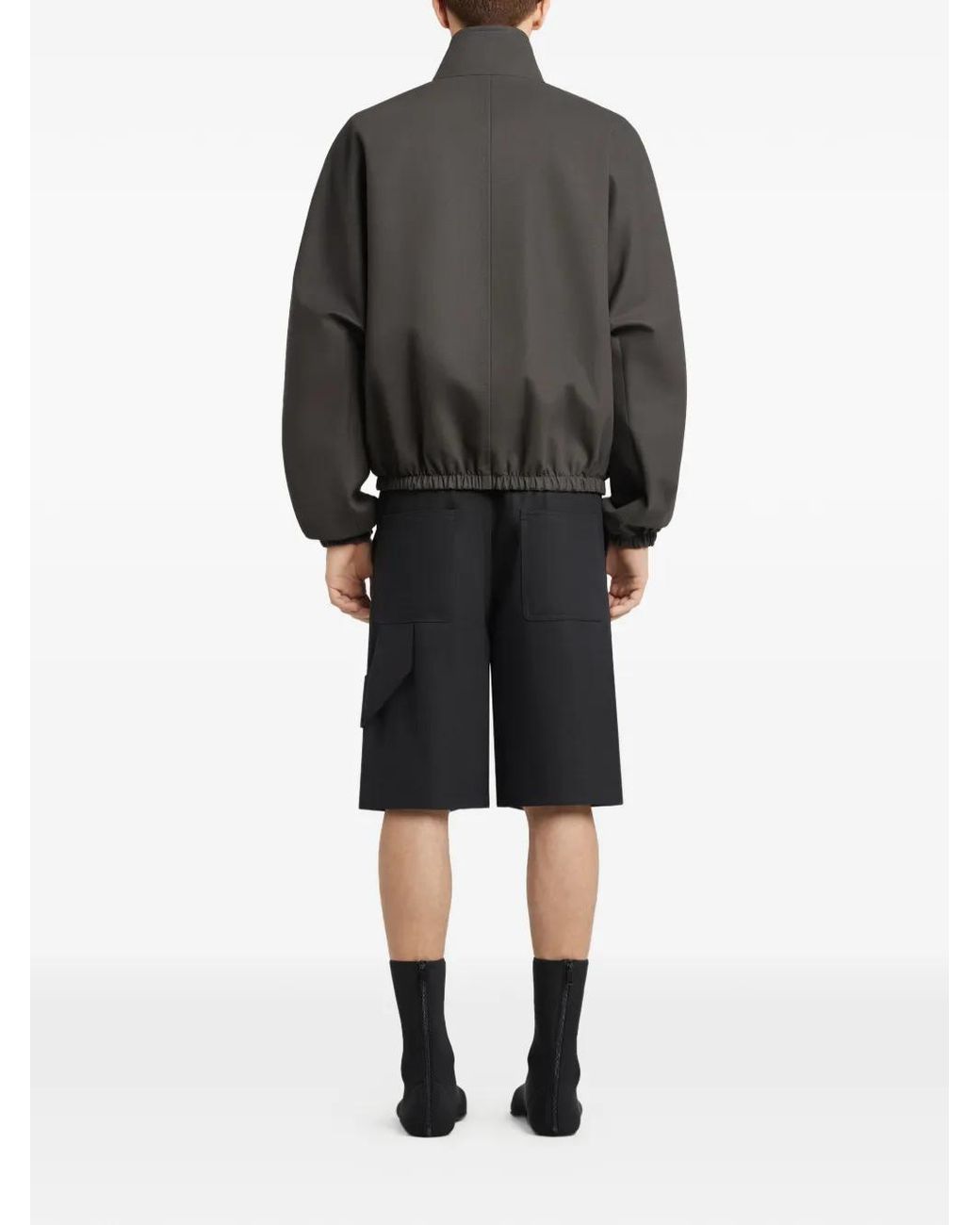 Courreges Gray Cotton Zipped Bomber Jacket for men