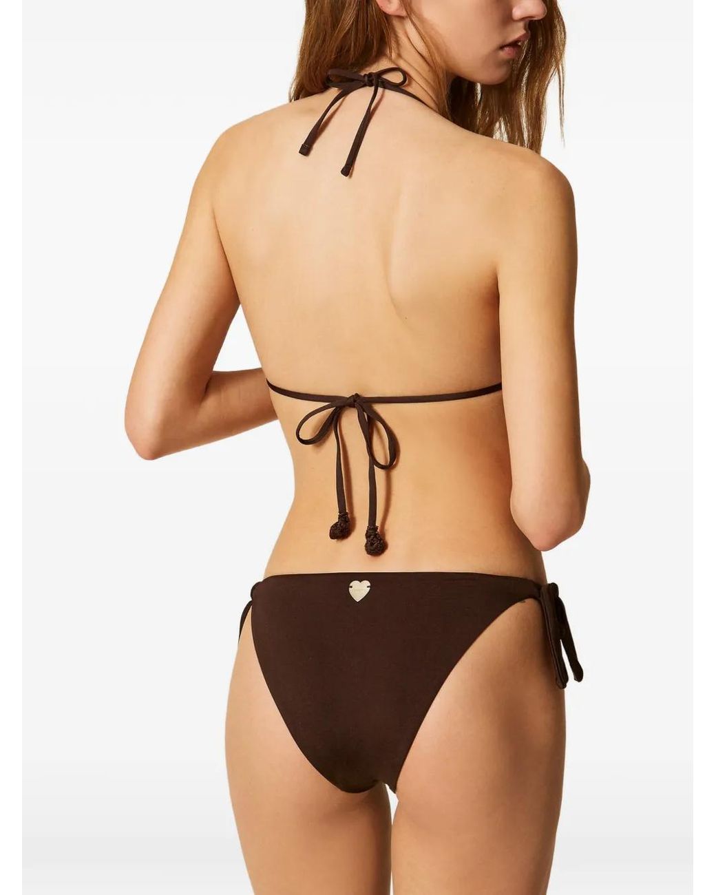 Twinset Brown Bikini Thong With Crochet Detail