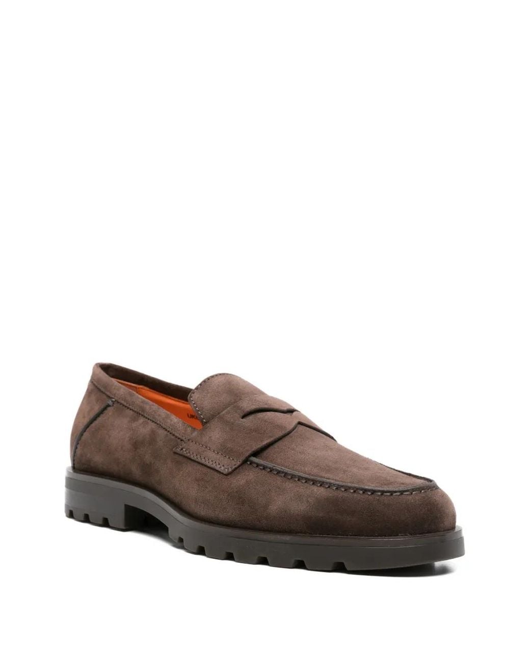 Santoni Brown Suede Loafers for men