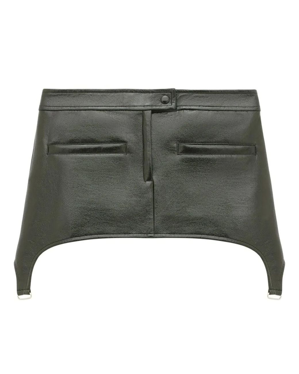 Courreges Green Bretelles Vinyle Mini Skirt