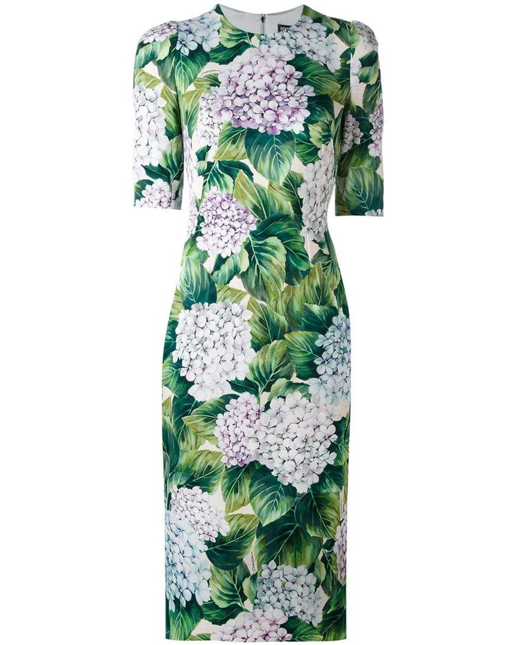 Dolce & Gabbana Hydrangea Print Dress in Green | Lyst Australia