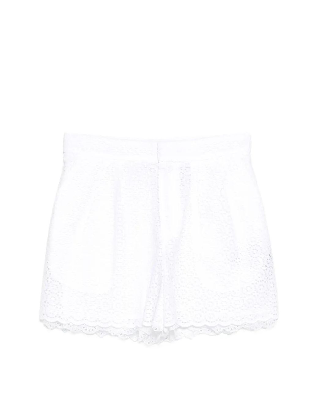 Dice Kayek White Perforated-Design Shorts