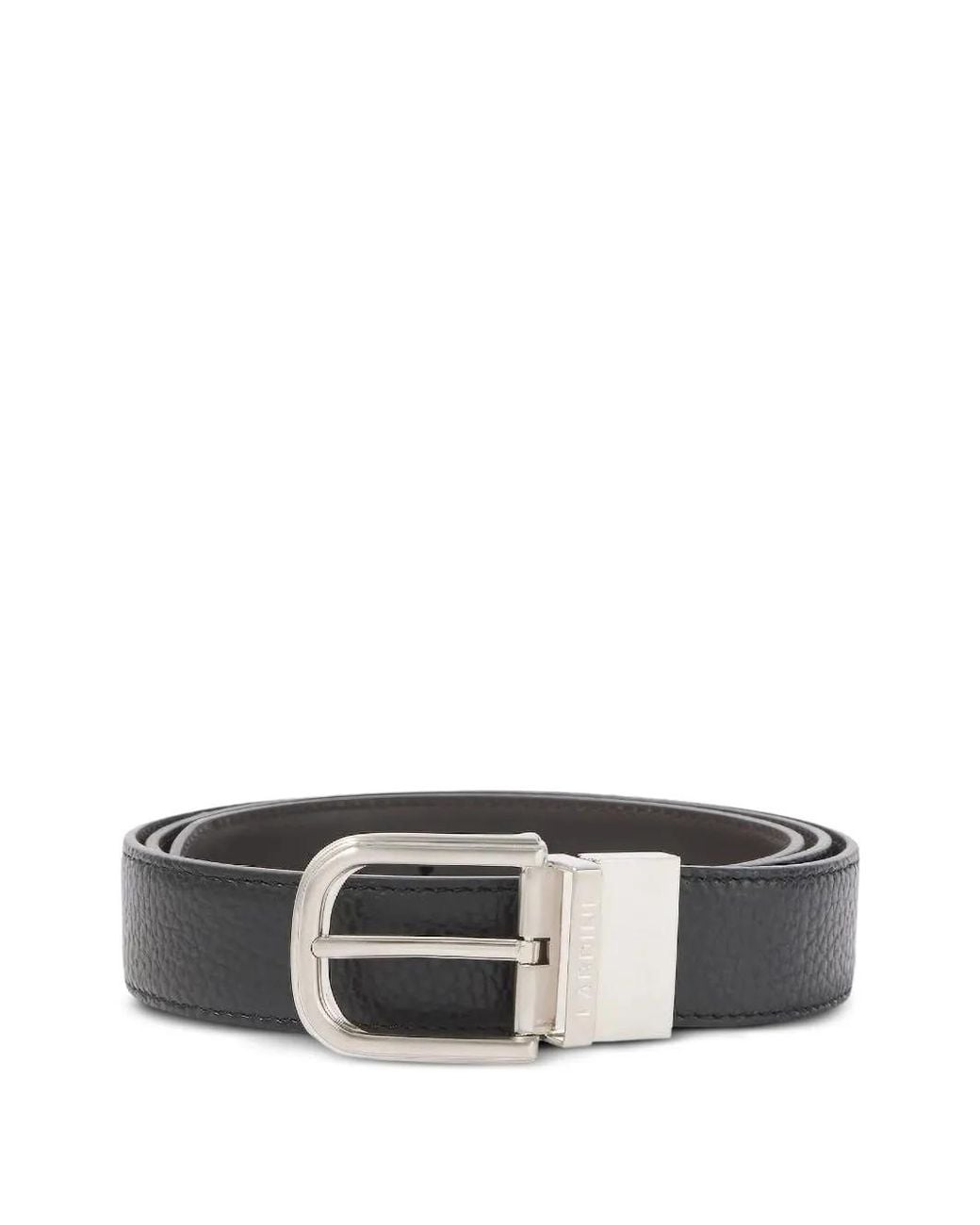 Lardini Gray Grained-Leather Belt for men