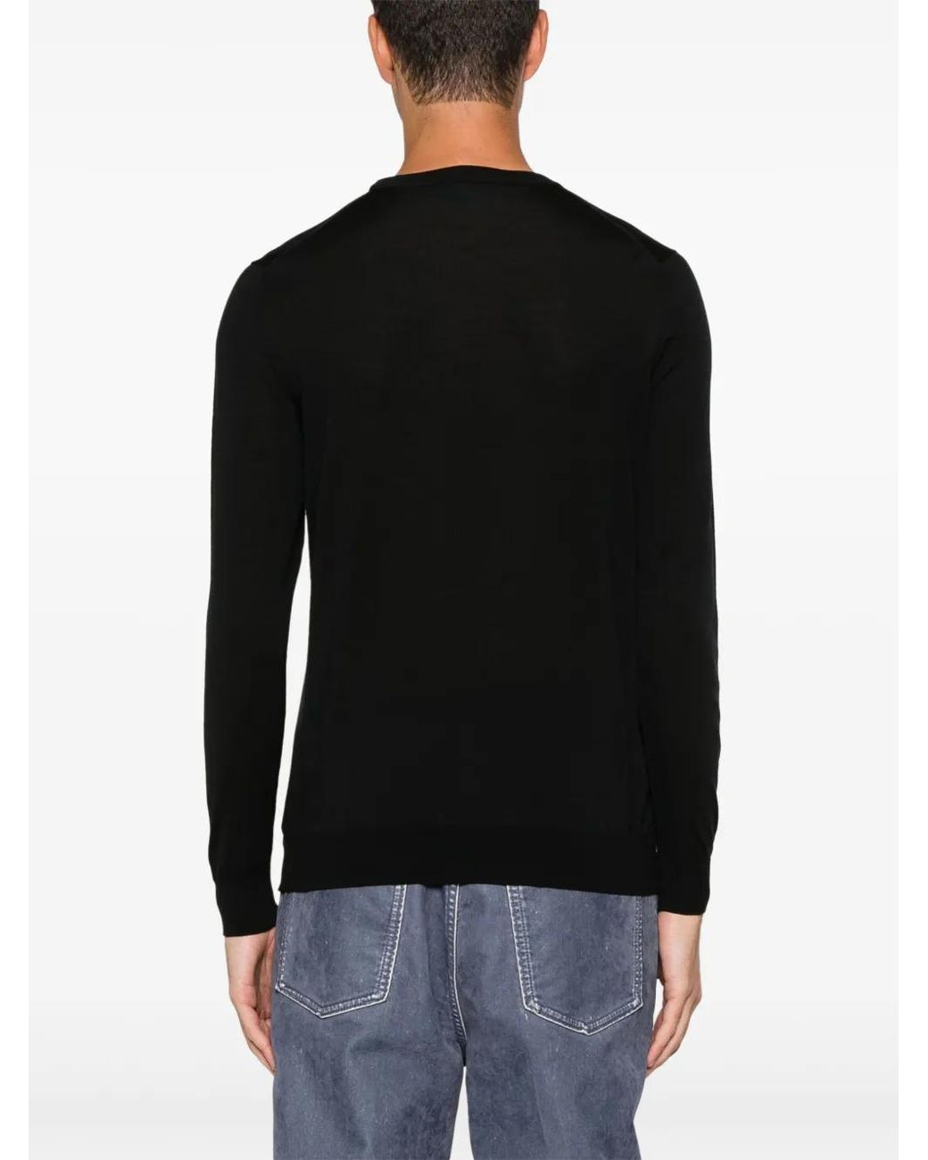 Kiton Black Wool Sweater for men