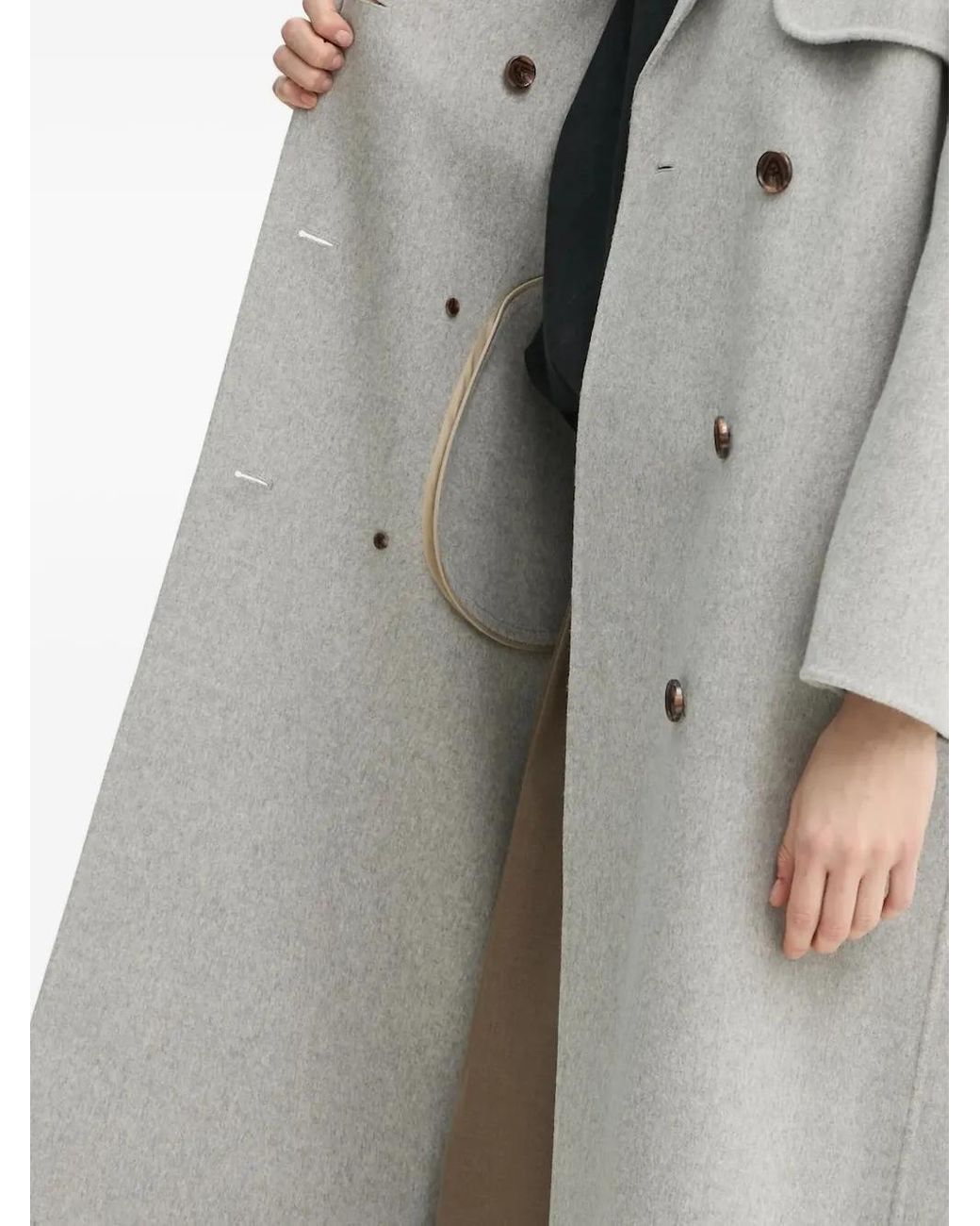 Theory Gray Wool-Cashmere Double-Breasted Coat