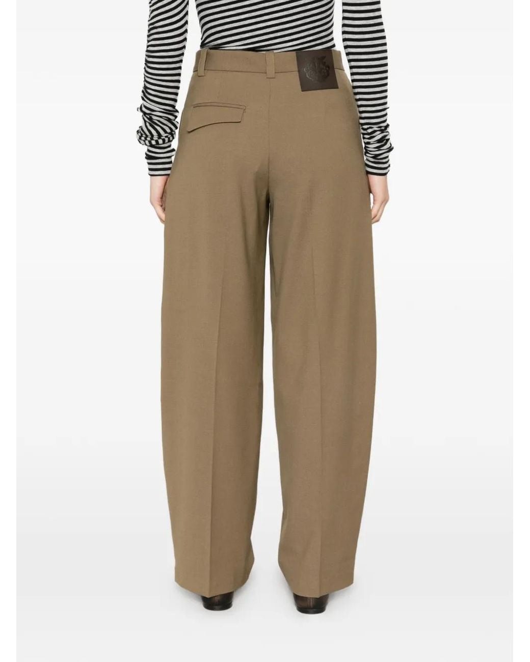 Pinko White Logo-Patch Wide-Leg Trousers