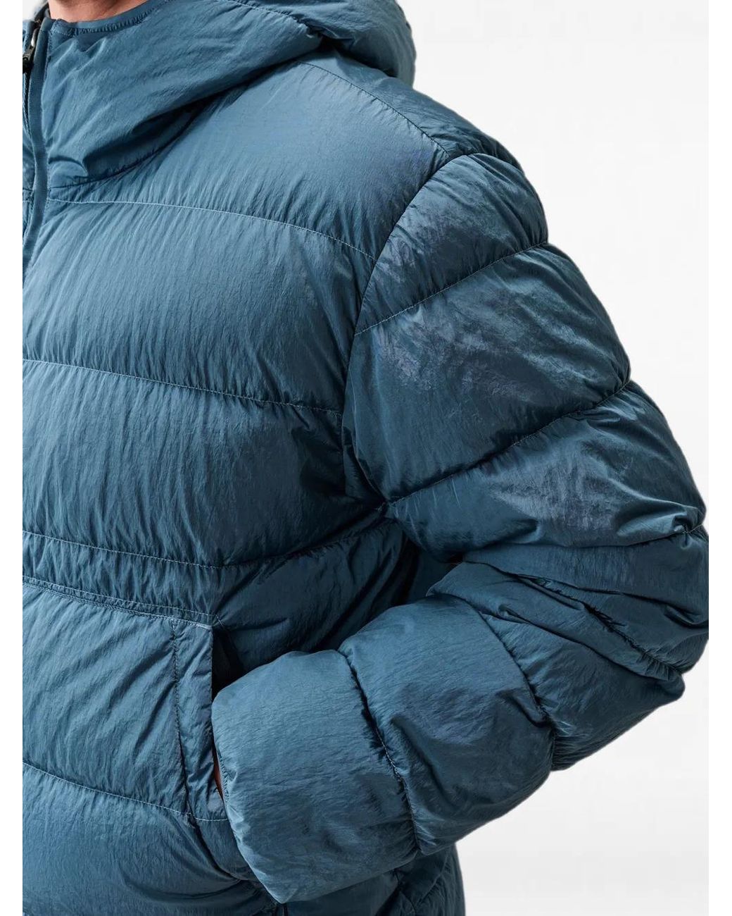 C P Company Blue Chrome-R Goggle Down Jacket for men