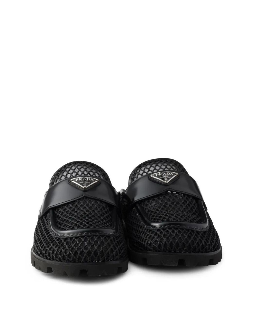 Prada Black Triangle Logo Mules