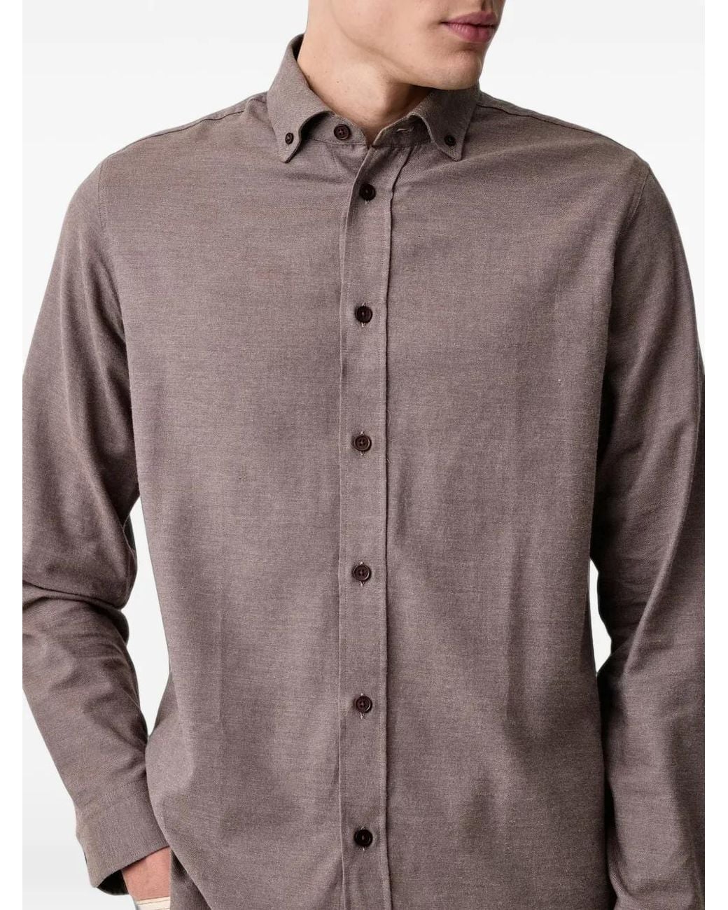 Mos Mosh Brown Mmgmarco Button-Down Long-Sleeve Shirt for men
