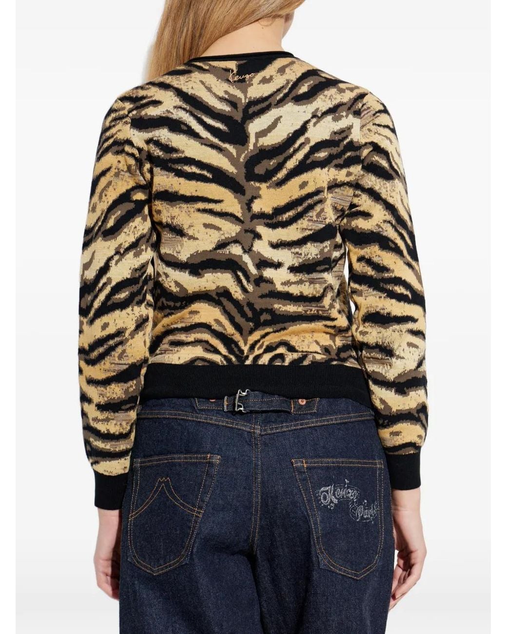 KENZO Black Tiger-Print Button Cardigan