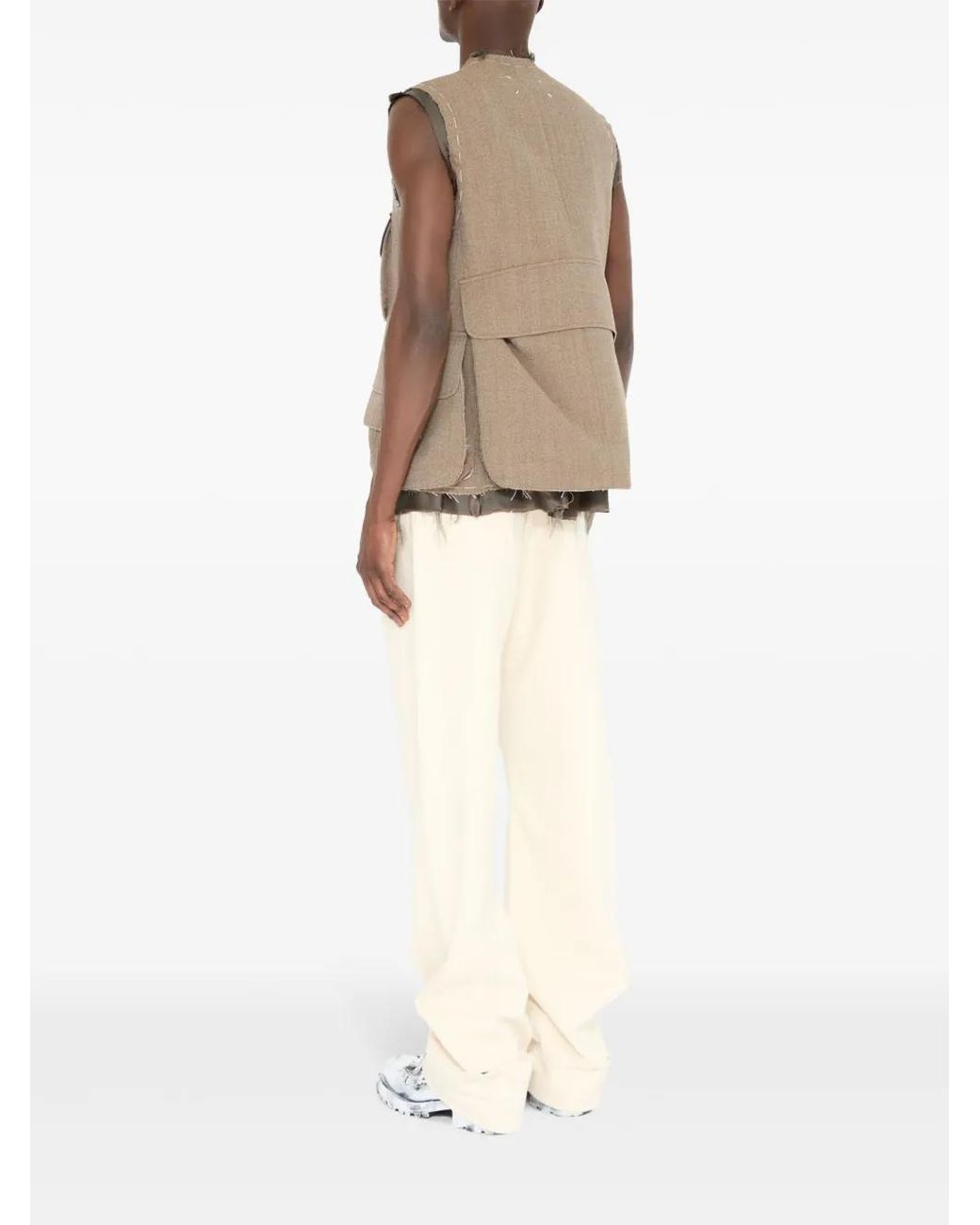 Maison Margiela Natural Wool Vest With Cargo Pockets for men