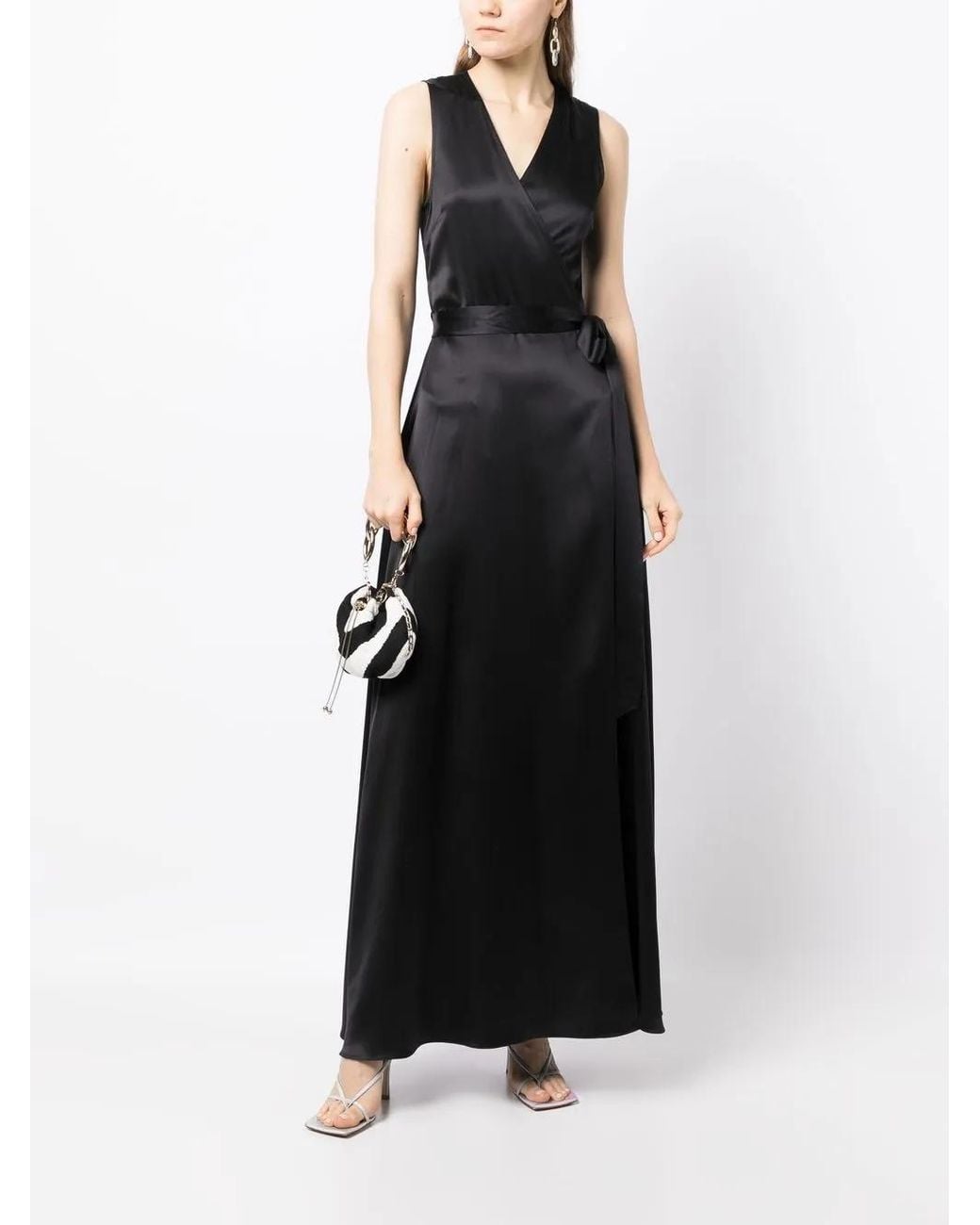 Voz Black Frontward Wrap Dress
