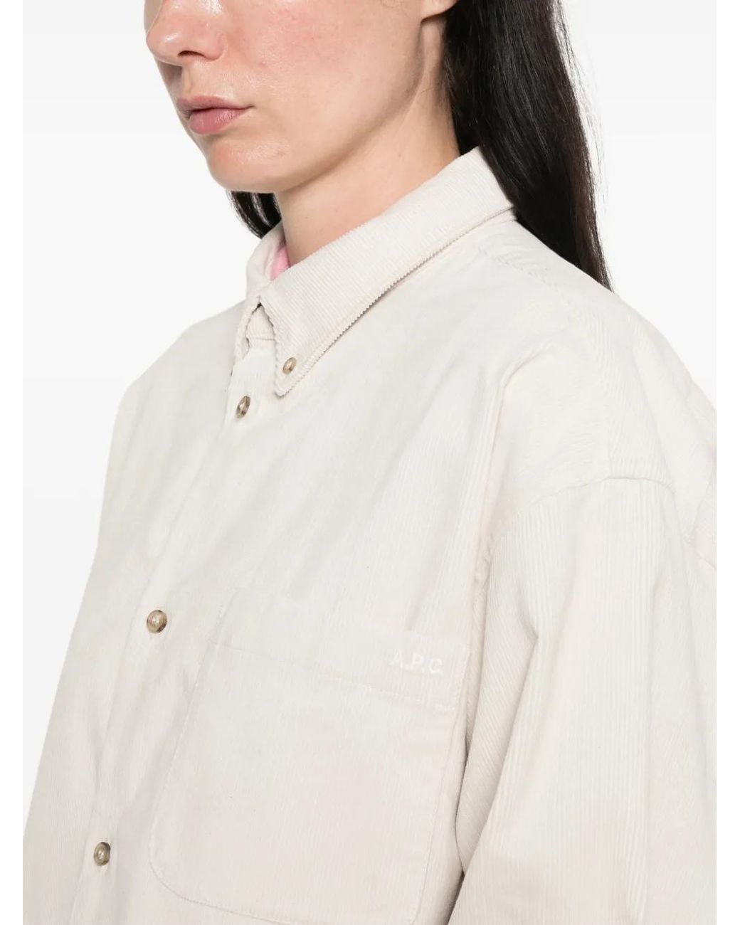 A.P.C. White Sophia Corduroy Shirt
