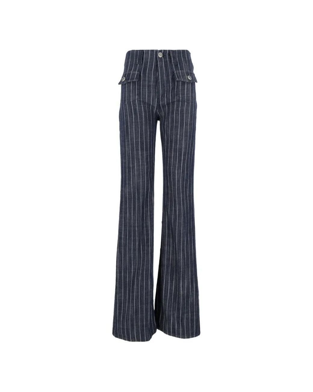 Dondup Blue Pantalon À Fines Rayures