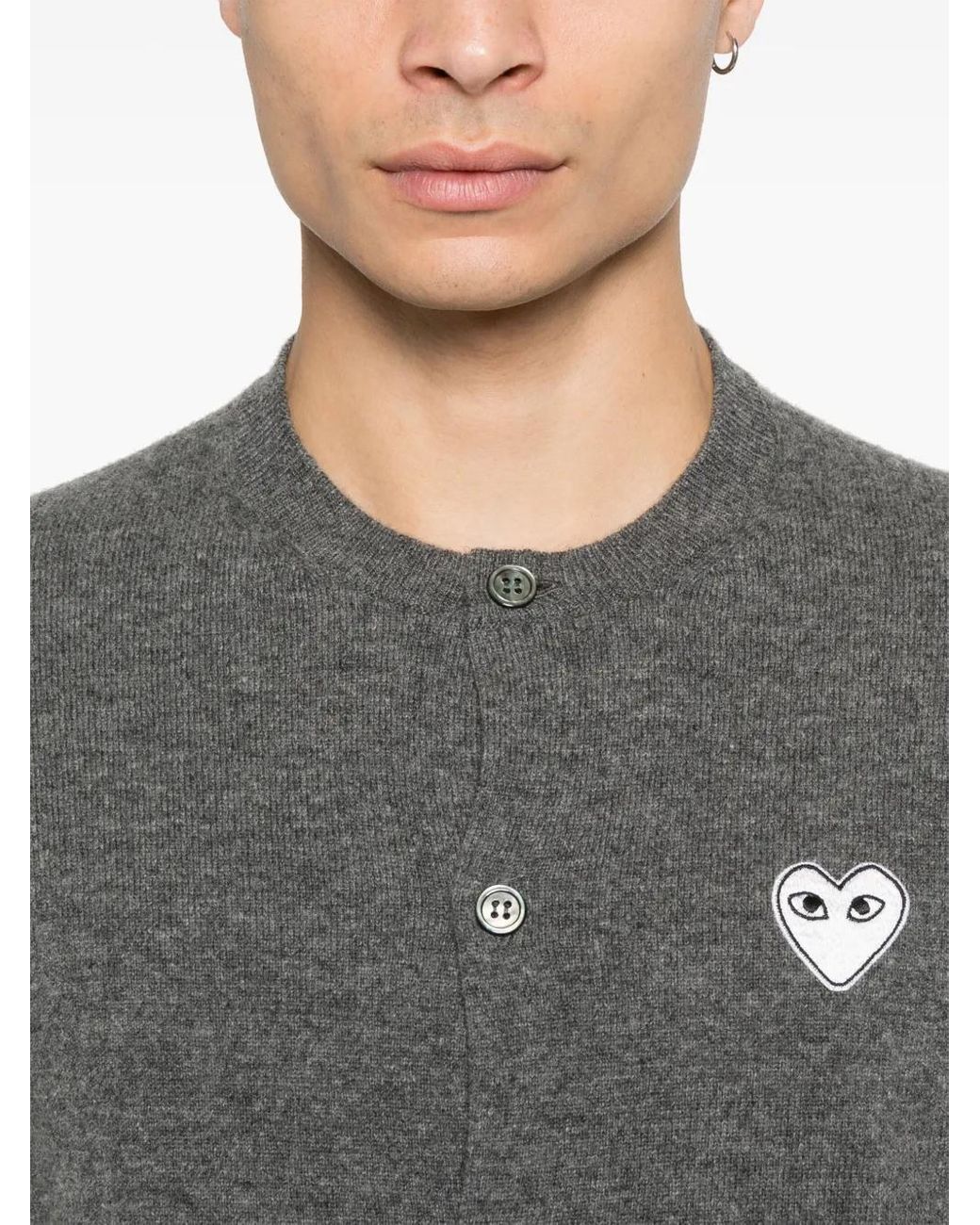 COMME DES GARÇONS PLAY Gray Cardigan With Heart Logo for men