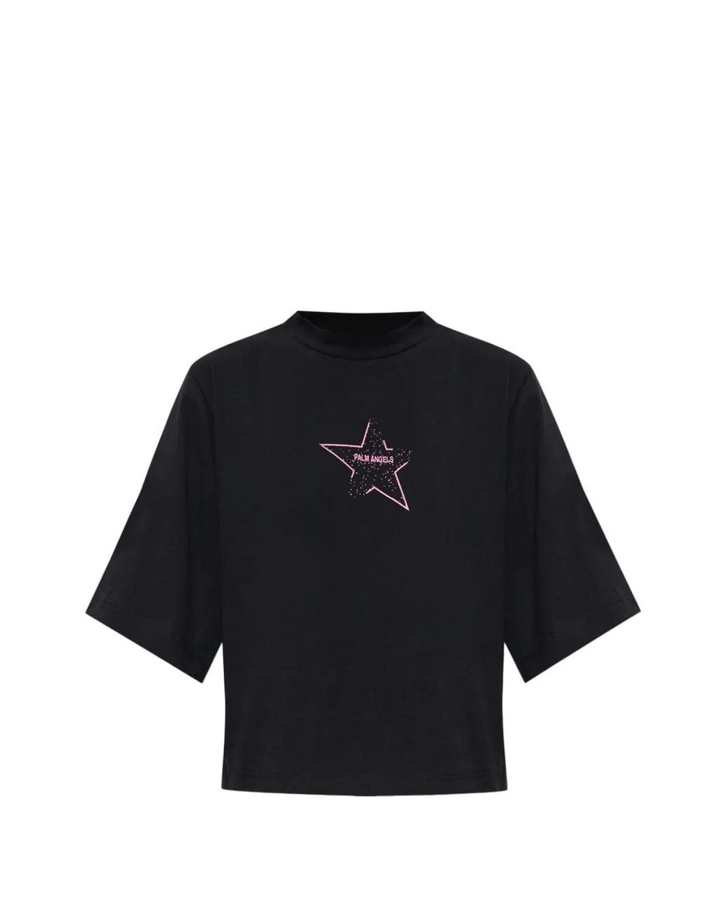 Palm Angels Blue Star-Print Cropped T-Shirt